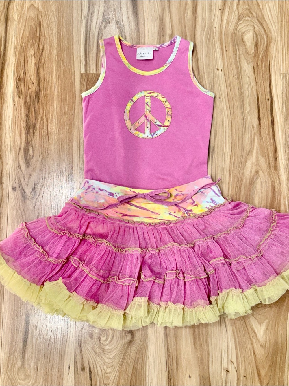 Ooh! La, La! Couture Pink and Yellow Peace Sign Tutu Set